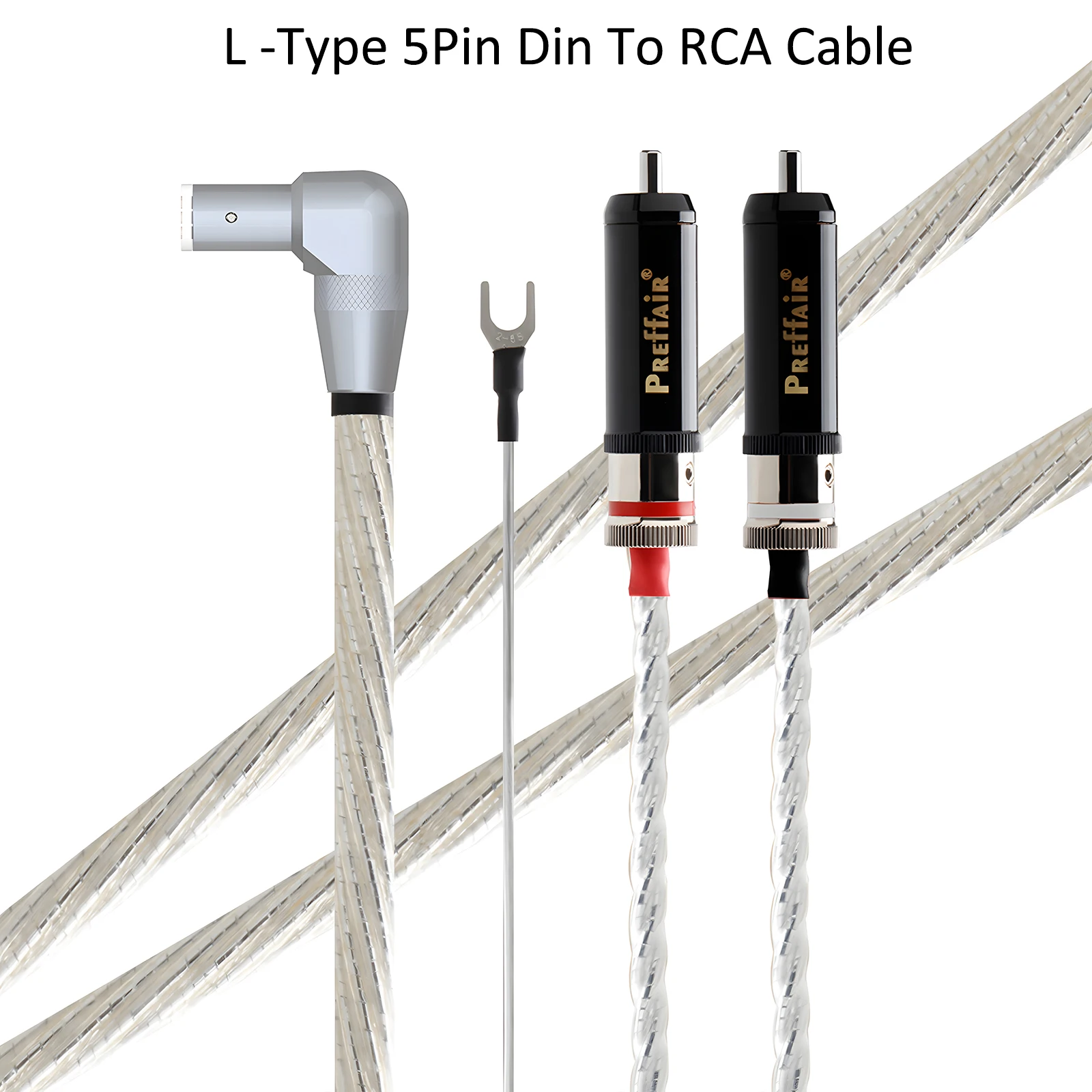 5PIN RCA Arm Audio Phono Tonearm Cable 90 Degree Plug with Ground Wire 7N OCC Silver Plated With shield 5pin DIN Line