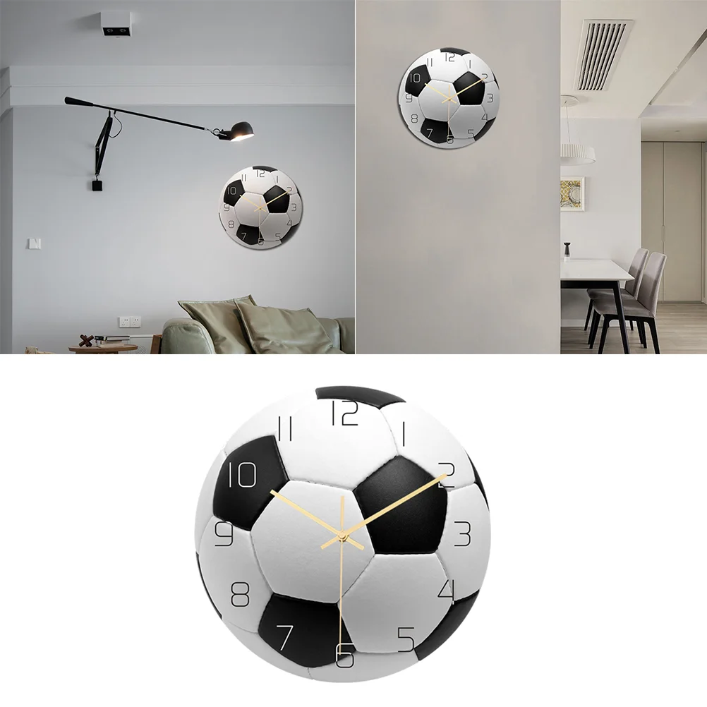 Creative Wall Clock Acrylic Football Design Hanging Clock Mute Movement Decorative Wall Clocks Decor for Living Room Bedroom Stu