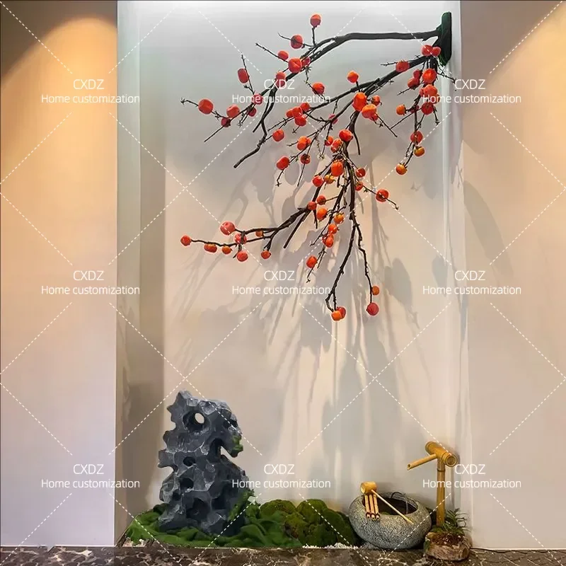 Upside Down Artificial Persimmon Tree Bionic Fake Plant for Window Hotel Custom Landscaping Indoor Outdoor Decoration New