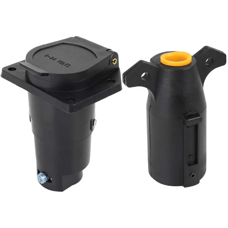 for American 7 Pin 12V Trailer Connector Plug and Socket Adapter for Truck RV End Connector