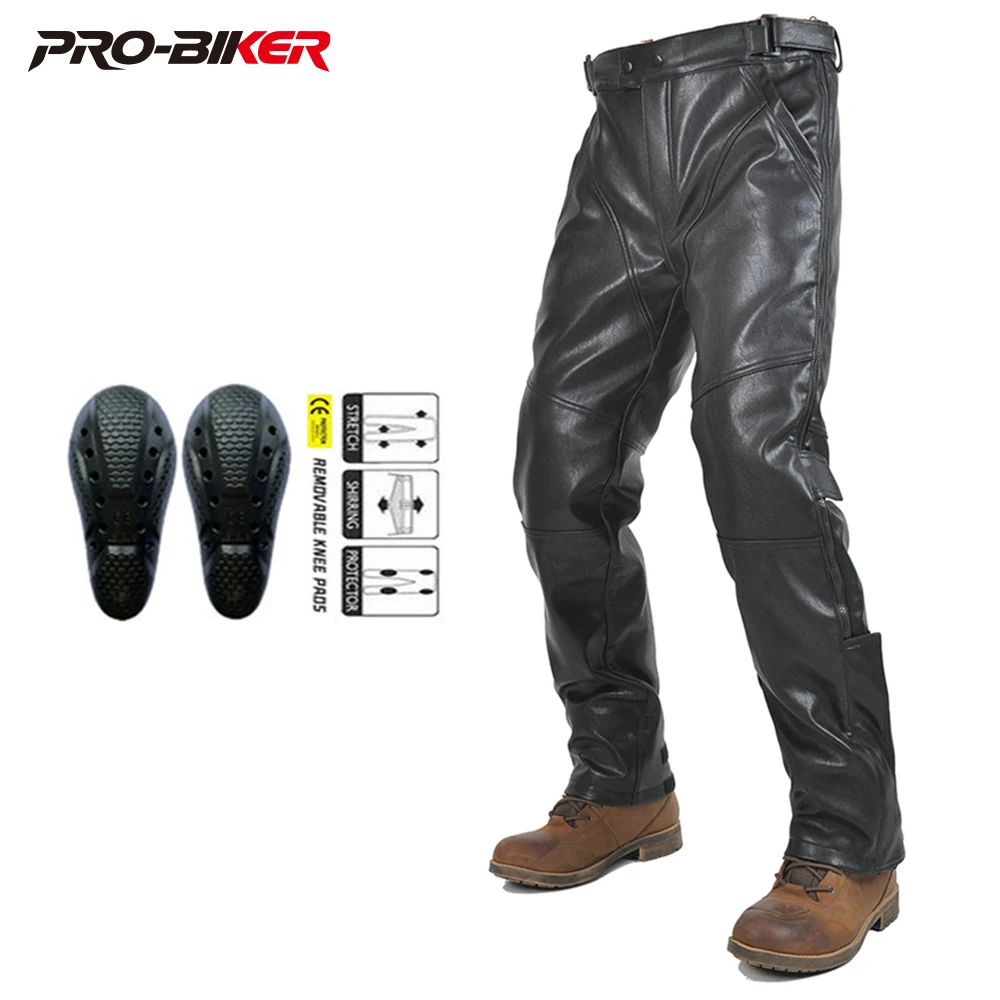 

Men's Motorcycle Pants Motorcycle Quick Release Pants Winter Motorcycle PU Leather Pants Windproof Waterproof Motocross Pants