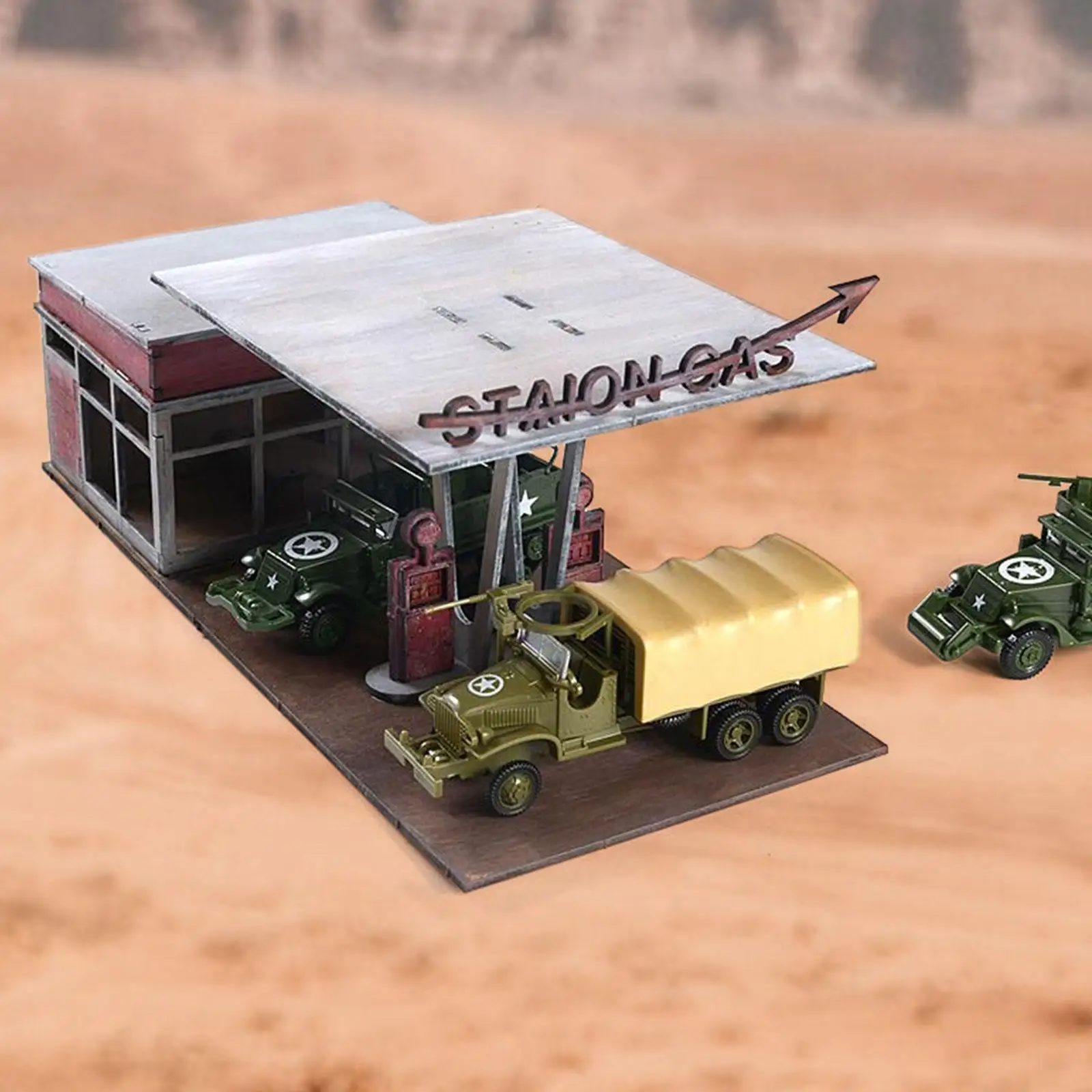 Gas Station Building Kits 1:64 1:72 Scale Educational for Sand Table