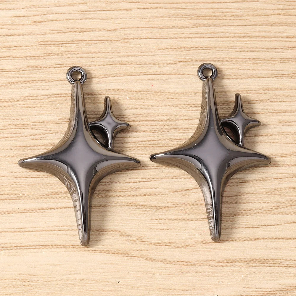 Tusember 5 Stück Hip-Hop Gun Black Sonne Mond Stern Herz Anhänger für Halsketten, Ohrringe, Armbänder, Schmuckherstellung, Bastelzubehör – Detail 18