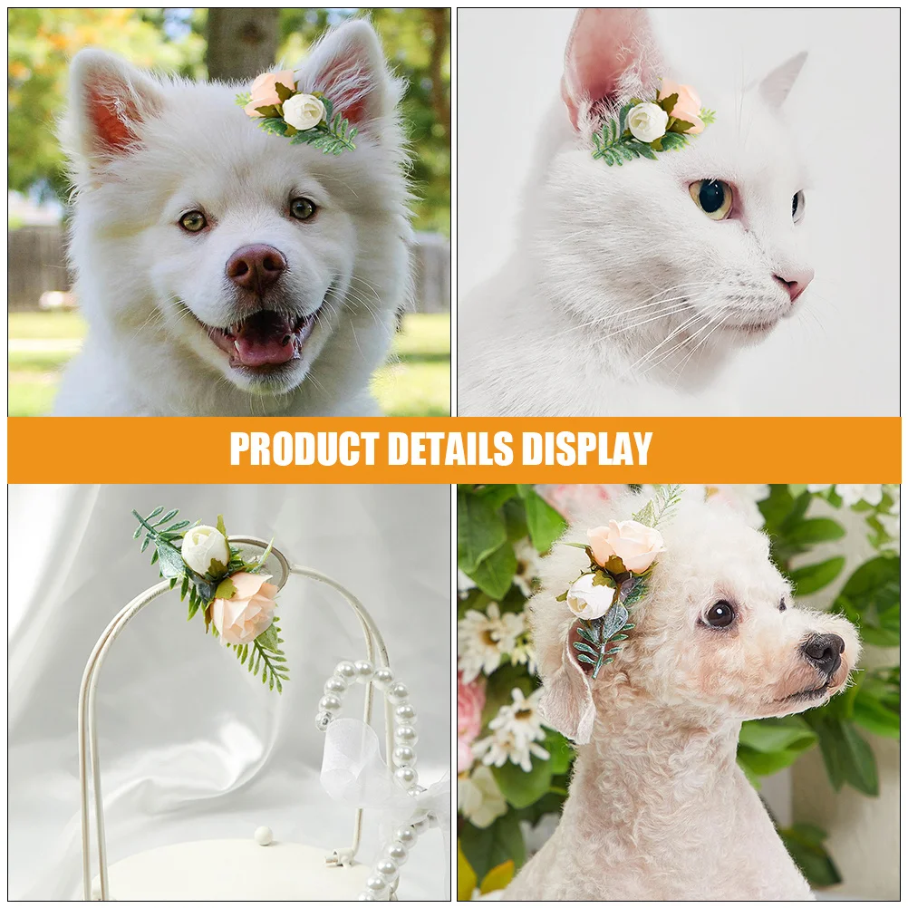 

Pet Wedding Hairpin Simulation Flower Hair Clip Dog Cat Hairpin Wedding Party Pet Hair Accessories Comfortable Stylish