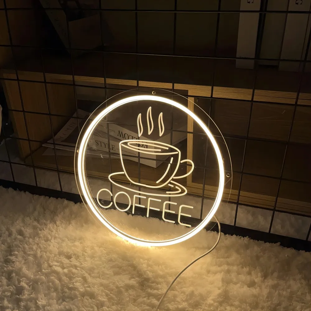 Imagem -04 - Luzes Led Pessoais para Café e Chá Lâmpada de Néon na Decoração da Parede Decoração de Casa Suporte Personalizado Gravar Coffee Shop