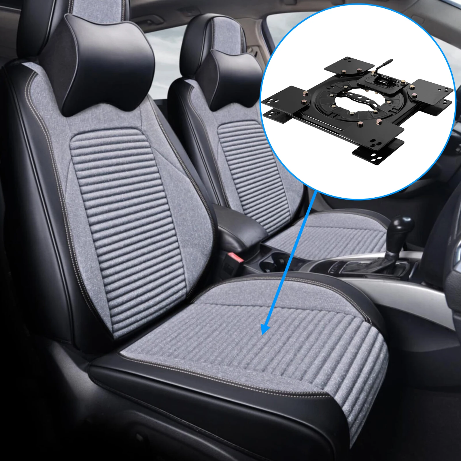 Drehbare Sitzbasis 360 Grad drehbar, Schwerlast-Drehplatte aus Kohlenstoffstahl für Wohnmobil-Sitzumbau, Sitzverstellungs-Ersatzteil für Sprinter 2007-2018 Transit T5 T6 Caravelle Crafter Beifahrerseite – Detail 1