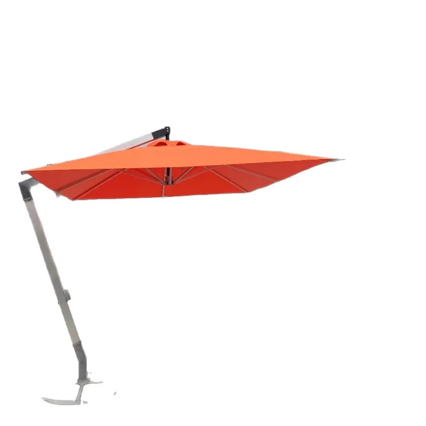 #Outdoor 7-Shaped Aluminum Hanging Umbrella, 8-Rib Patio Sunshade for Garden Balcony Hotel Villa, Durable All-Aluminum Frame