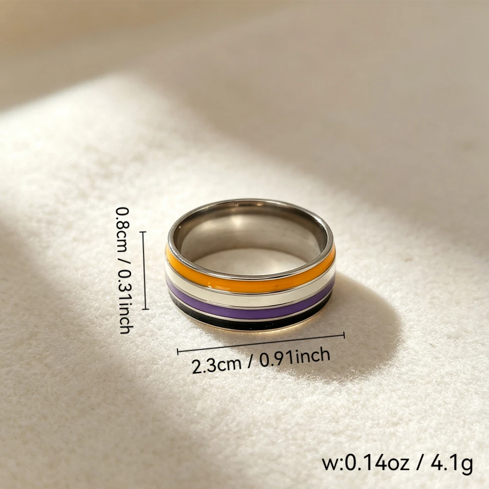 European and American Style Color-Block Striped Rings, Simple and Versatile Personality Rings, Street Fashion Niche Rings