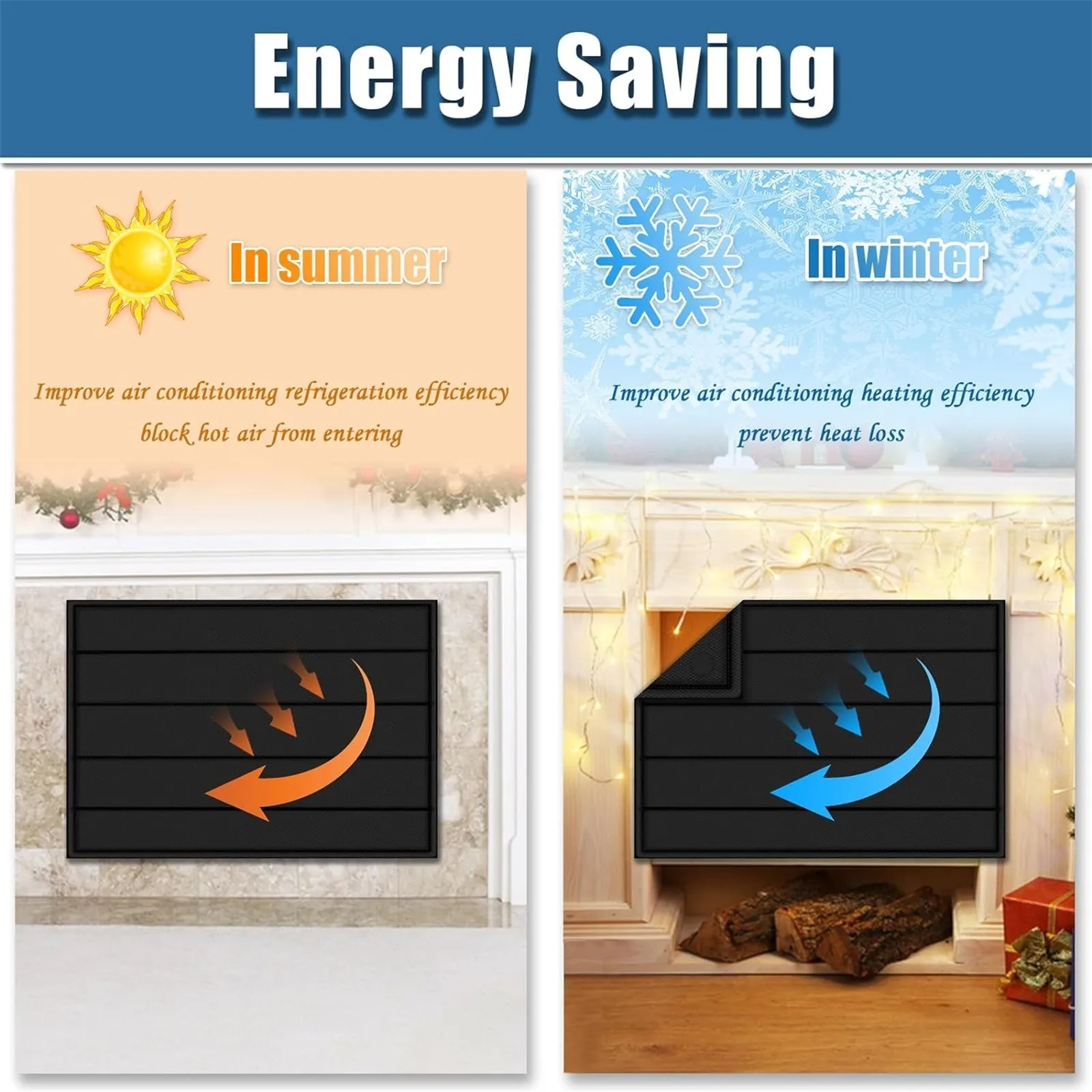 Fireplace Cover Tapestry Insulated Fireplace Blocker Blanket Draft Stopper Fireplace Black Indoor Fireplace Cover Keep Draft Out