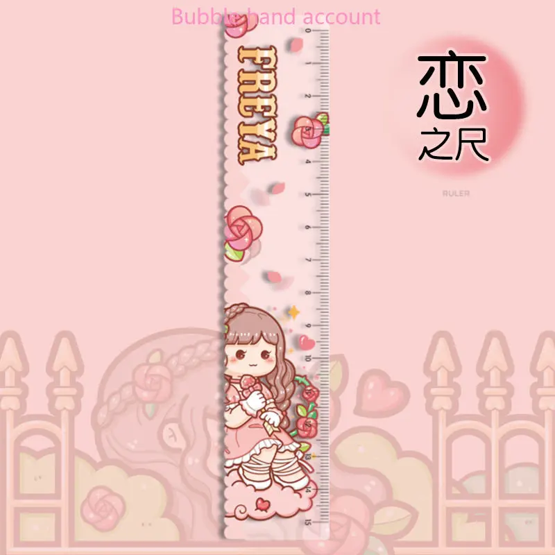 Little Mochi Magic Series Ruler Cute Hand Account Ruler Drawing Scale Ruler Acrylic 15cm Student Ruler Hand Account Sticker