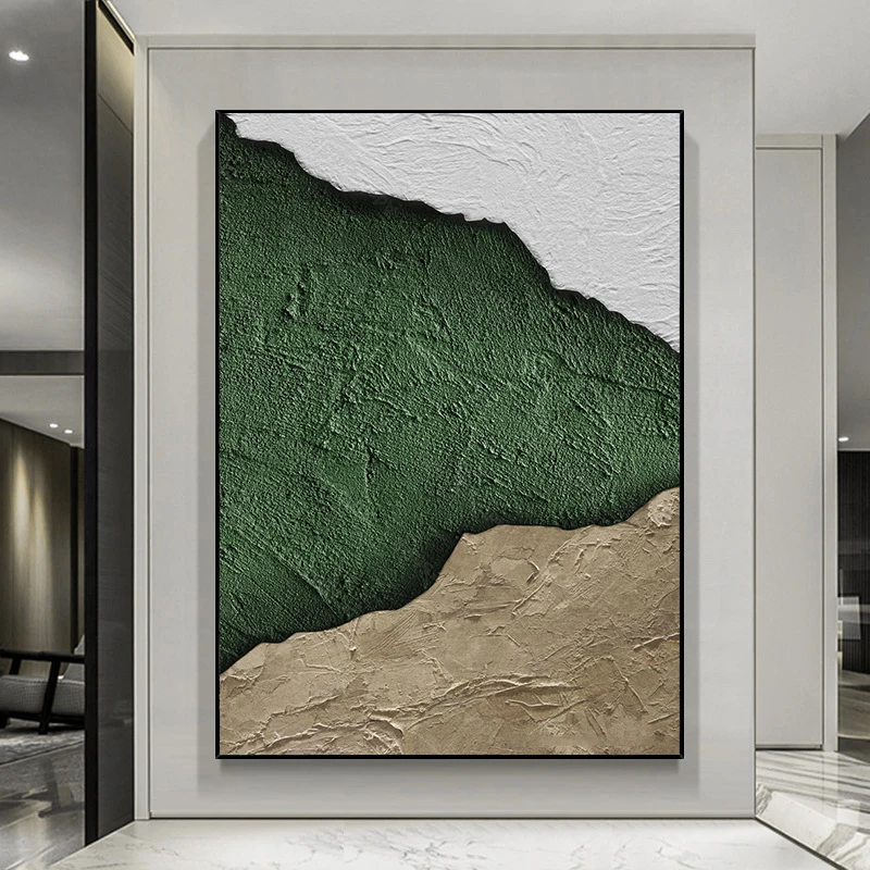 Abstract Green Forest Oil Painting Printed on Canvas Orange Texture Posters and Prints for Living Room Decor Scandinavia Cuadros
