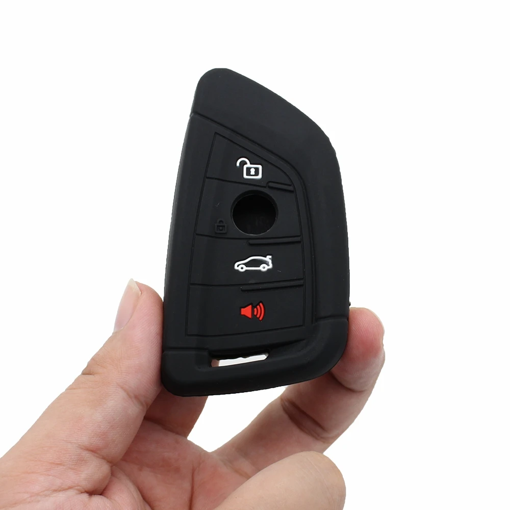 Xinyuexin Silicone Rubber Smart Key Case Protection Cover 4 Button for BMW 2/3/5/6/7/X1/X2/X3 Remote Holder Keychain Accessories