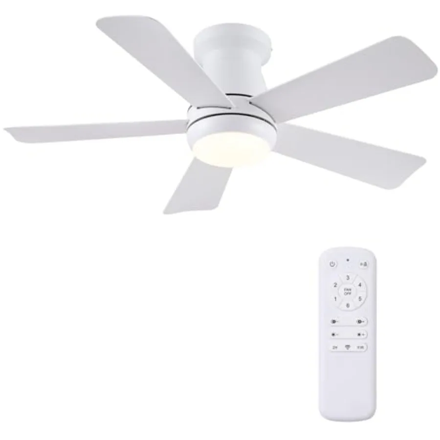 

Ceiling Fan with Light and Remote, Low Profile Flush Mount Ceiling Fans, Quiet Reversible Motor, 3-Color Dimmable LED, Modern I