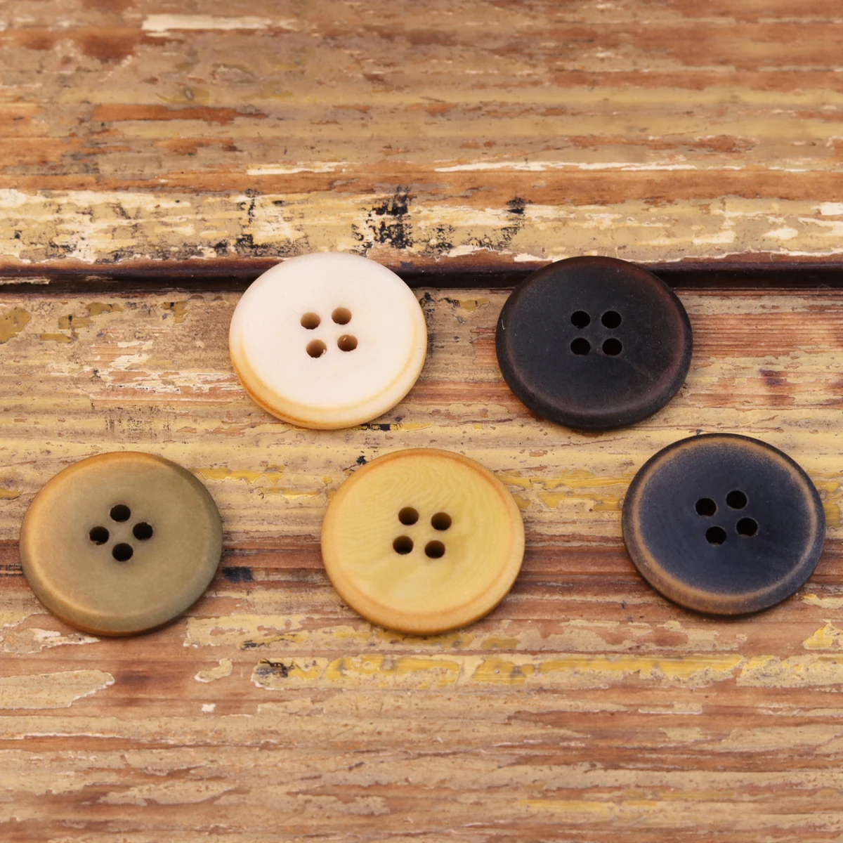 6pcs Dull Polished Matt Natural Corozo Buttons Black Dark Brown Green White Blue Sewing Vintage Clothing