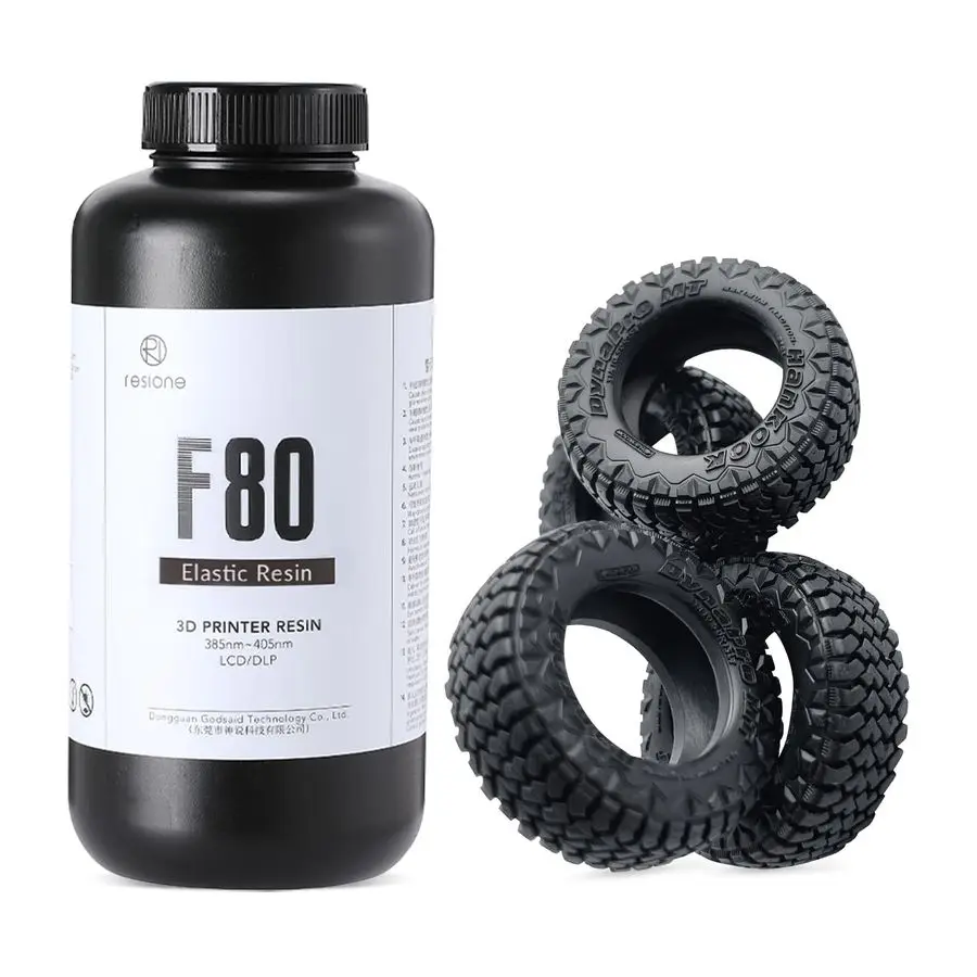 

3D Printer Resin, F80 Elastic 405nm UVCuring Printing Liquid with High Elongation at Break High Resilience Photopolymer Resin fo