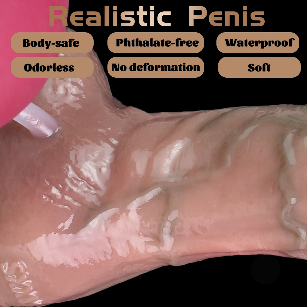 FAAK Silicone Ejaculation Realistic Dildo Skin Touch Lifelike Strap-ons Squirting Penis with Harness Sex Toys For Women