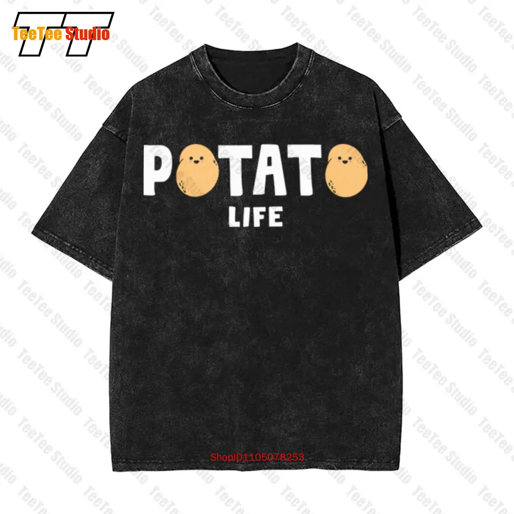

Винтажная футболка большого размера Potato Life Food 0C6I