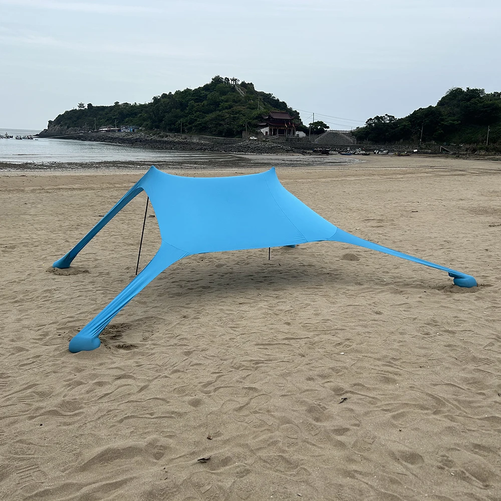 Outdoor Beach Tent Sun Shelter Camping Shades Tents Windproof One-piece Beach Canopy Tents UPF50+ Portable Family Tent