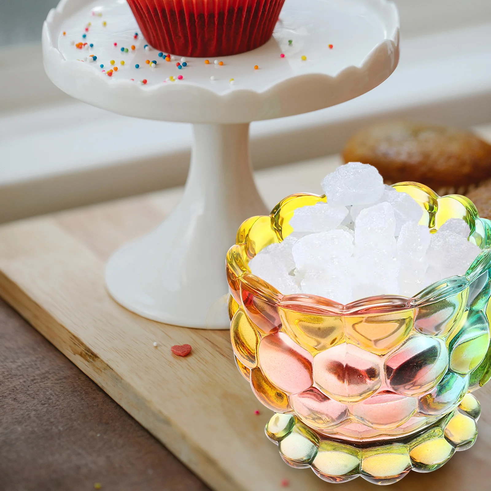 

Colorful Cube Glass Jar for Candy Dry Food Storage Airtight Container Kitchen Pantry Organization Home Office Coffee Shop