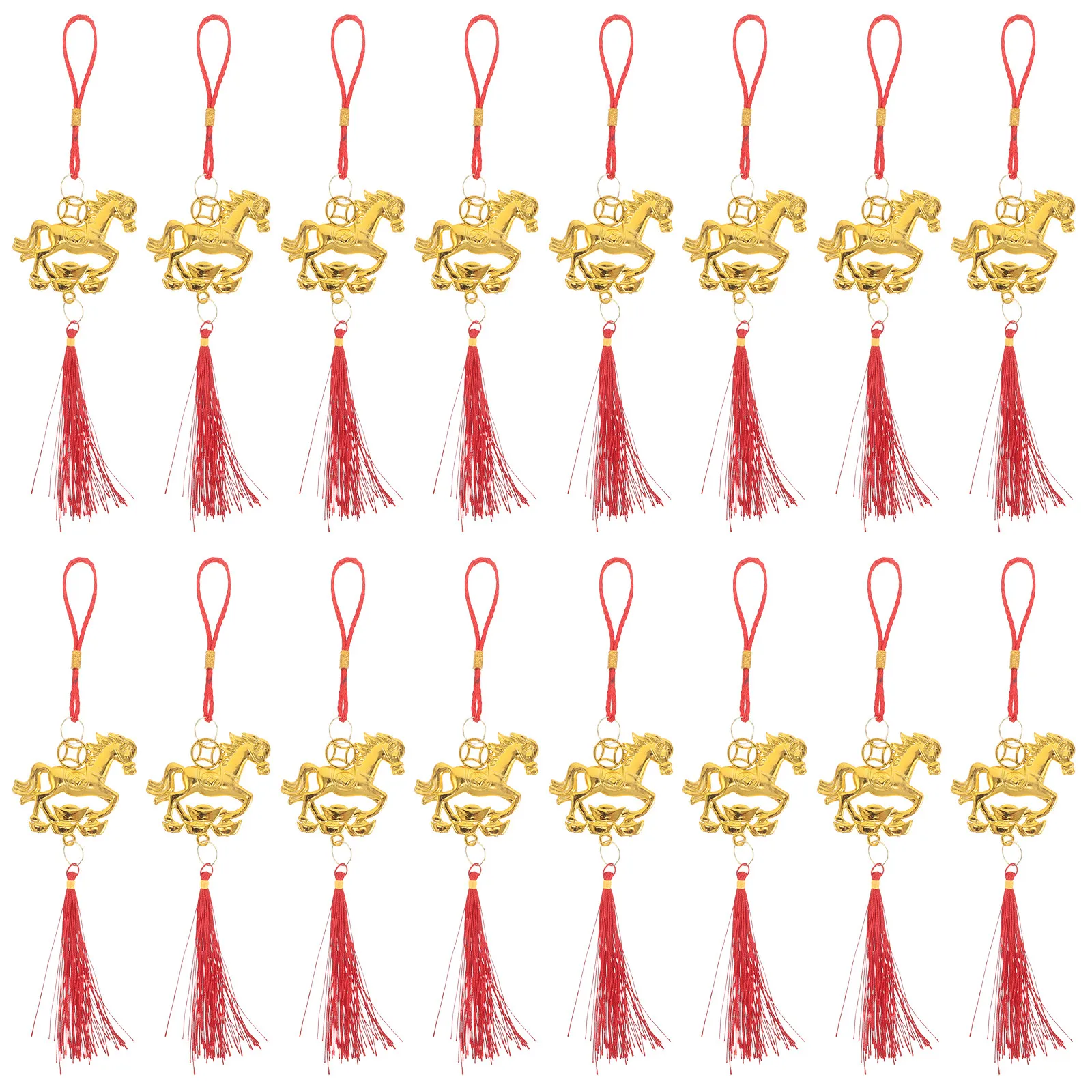 20Pcs Chinese New Year Horse Decoration 2026 - Zodiac Pendant Red Tassel Hanging Ornament for Lunar New Year Party Tree Plant