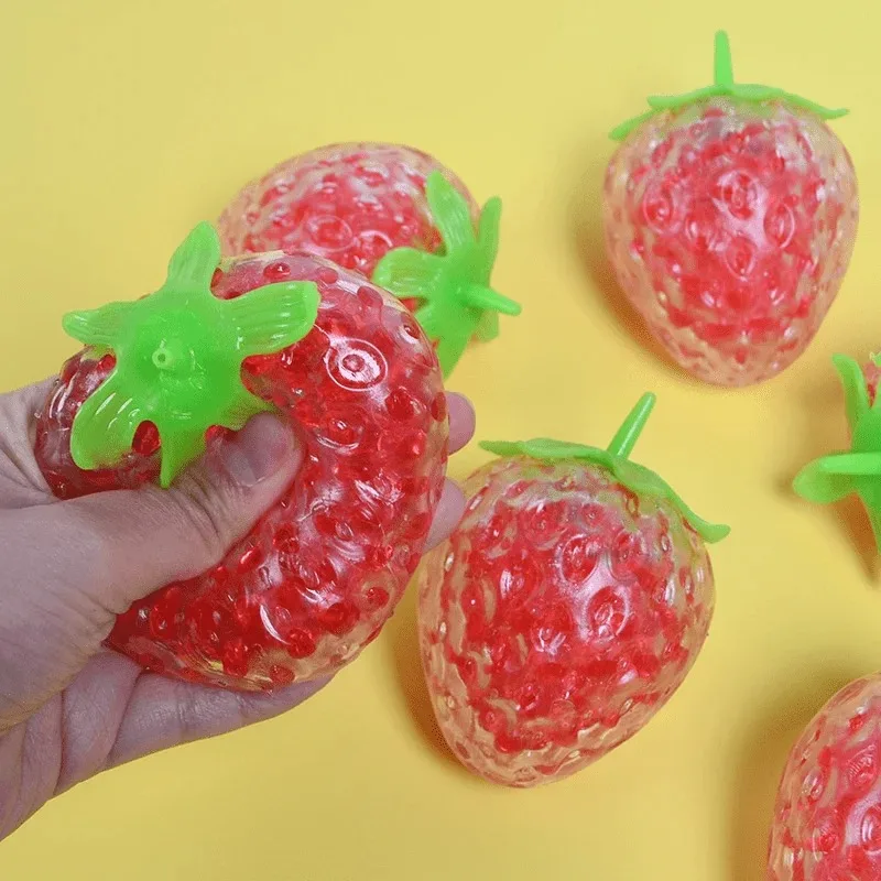 2PCS Fruit Squishy Stress Balls for Kids Strawberry Watermelon Squeeze Toys Dough Ball Fidget Toys for Anxiety Relief