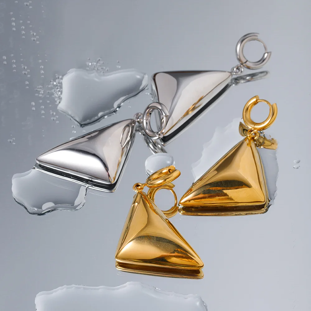 Stainless Steel Triangle Earrings Bohemian Plated 18k Gold Color Stud Earrings Trendy Jewelry Fashion Women's Earrings