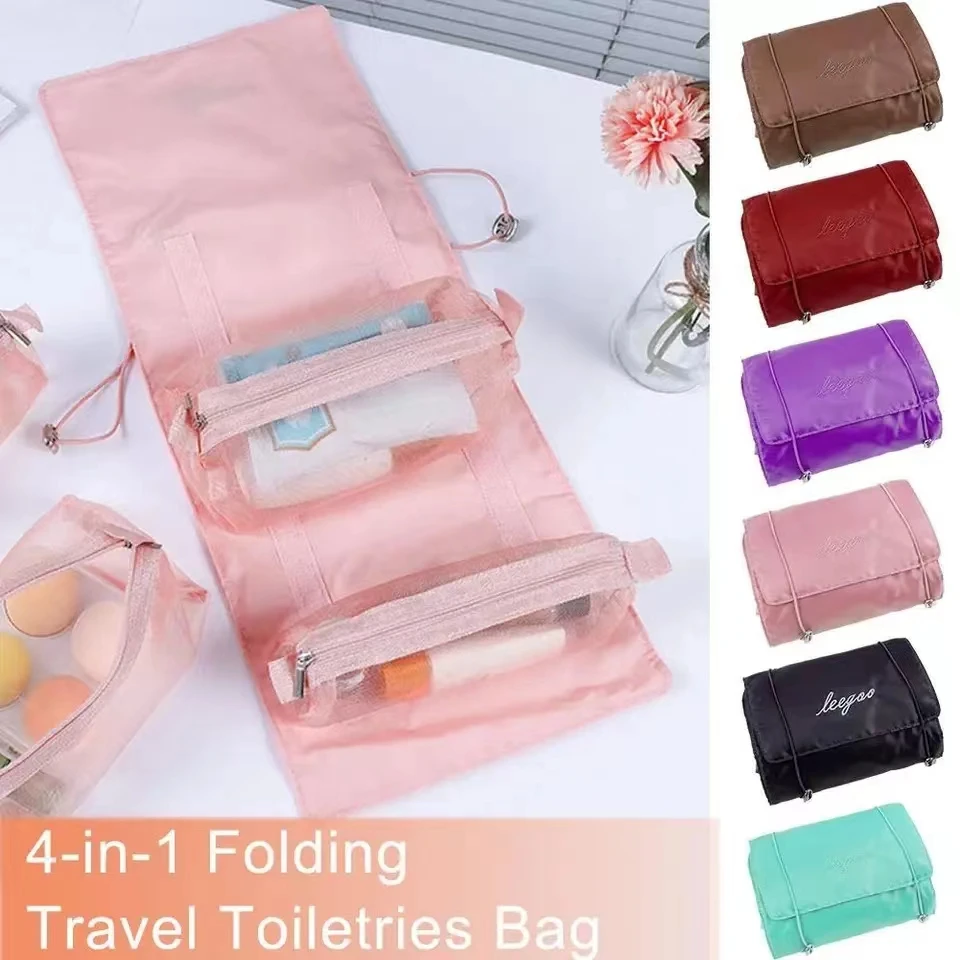In 1 Detachable Makeup Bag Women Zipper Mesh Large Capacity Cosmetics Pouch Foldable Portable Travel Wash Storage Bag