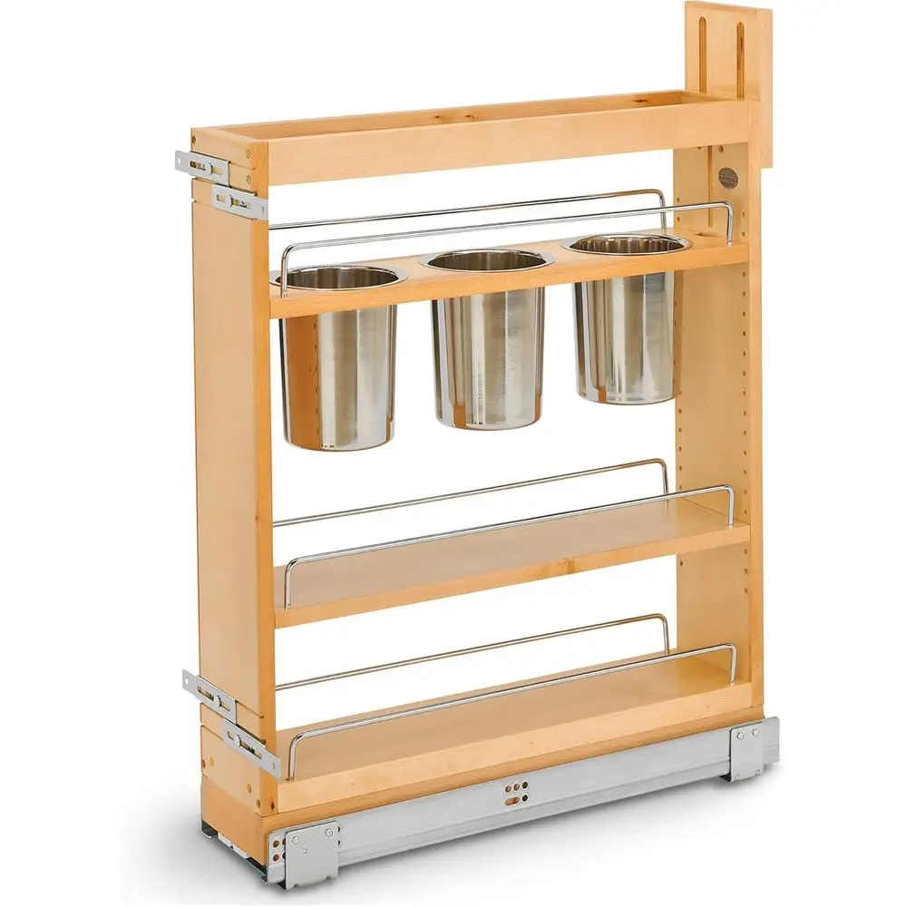

5 Pull Out Storage Organizer for Base Kitchen w/ Soft-Close, Sliding Shelves for Utilities, Utensils or Spices, 448UT-BCSC-5C