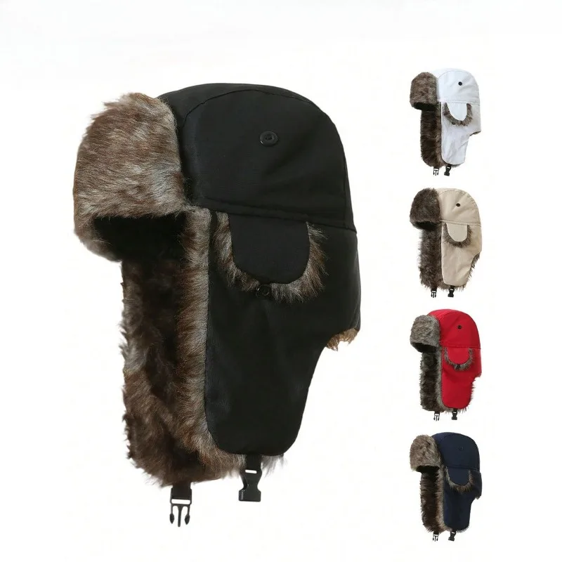 Russian Ski Hat Winter Warm Hat for Men's Women Trapper Cap Aviator Trooper Earflap Flaps Bomber Cap Waterproof Cold Pilot Hats