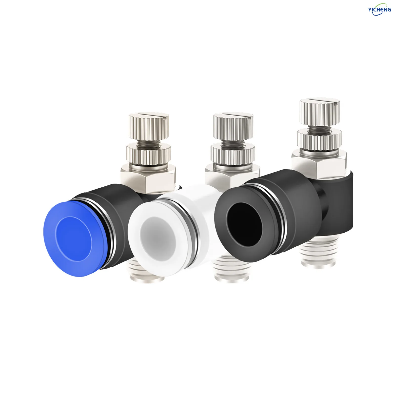 

YICHENG PNEUMATIC Push to Connect Air Line Fitting Air Flow Control Valve OD 4mm,1/8"1/4"3/8"1/2" inch thread (Pack of 5)