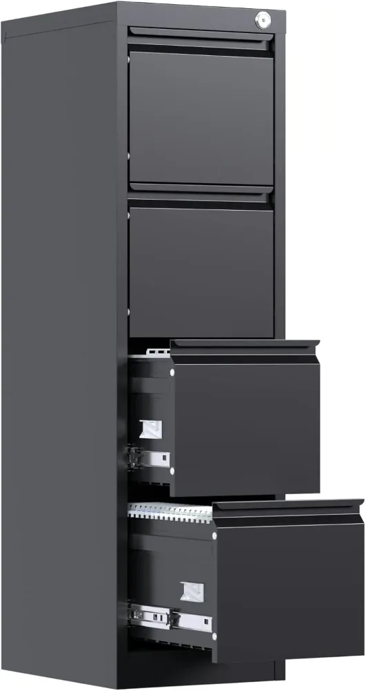 

4 Drawer File Cabinet with Lock, 17" File Cabinet,Vertical Filing Cabinet, Metal Vertical File Storage Cabinet for Home