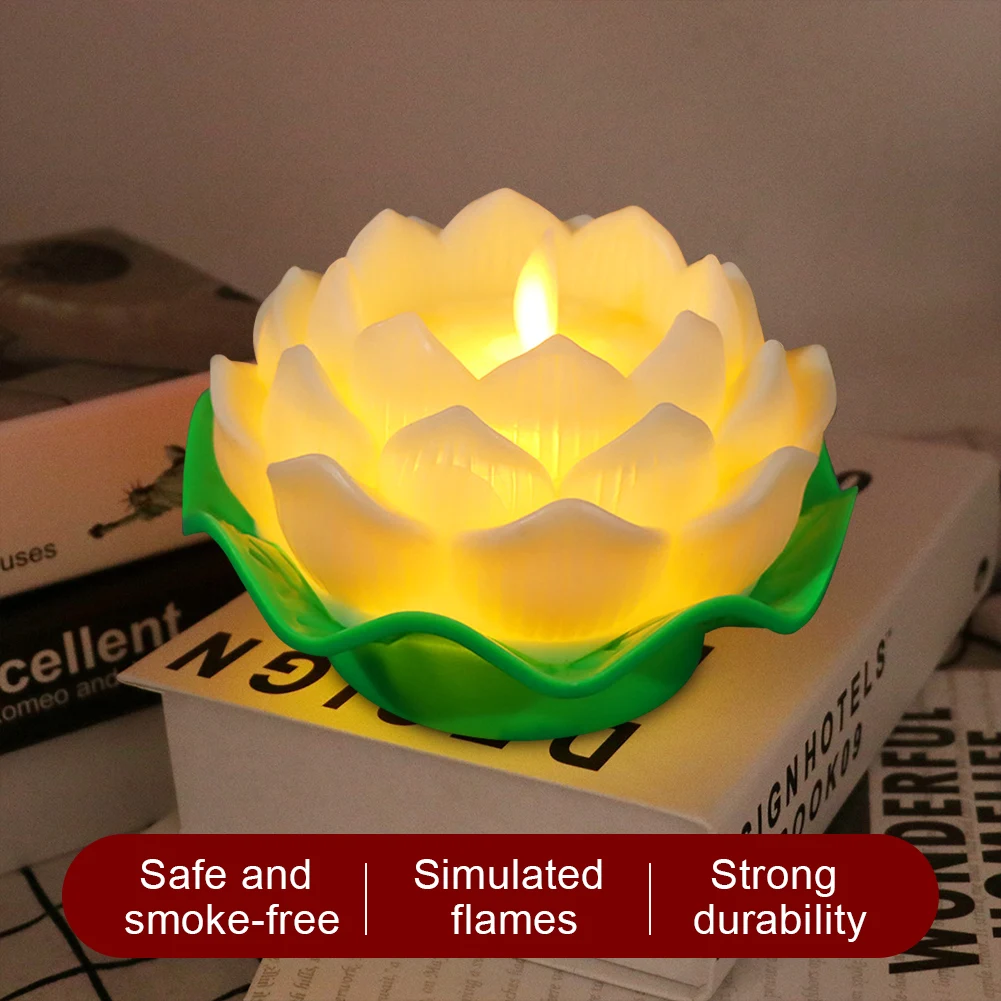 Lotus Flower Night Light Battery Operated Buddha Table Lamps Romantic Lotus Creative LED Electronic Candle for Buddha Home Decor
