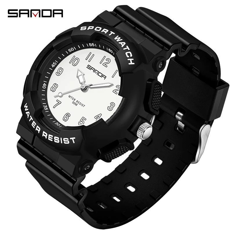 Fashion Sanda Top Brand Men's Women Sports Quartz Style Luxury Lady Simple Wrist Watch Waterproof Unisex Clock Reloj Hombr