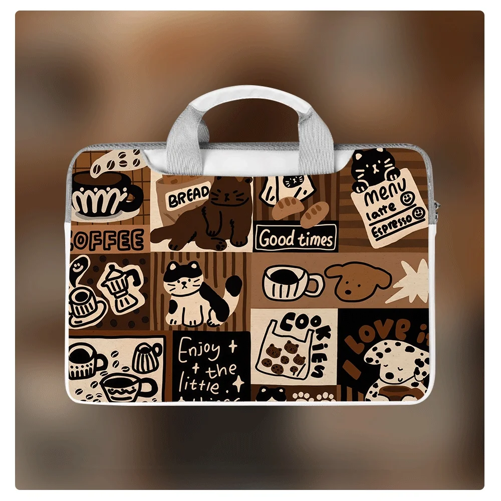 

New Cute Cartoon Cat Fashion Laptop Bag 12/13.3/14/15.6-inch Shockproof Handheld Laptop Case Birthday Gift for Student Girls