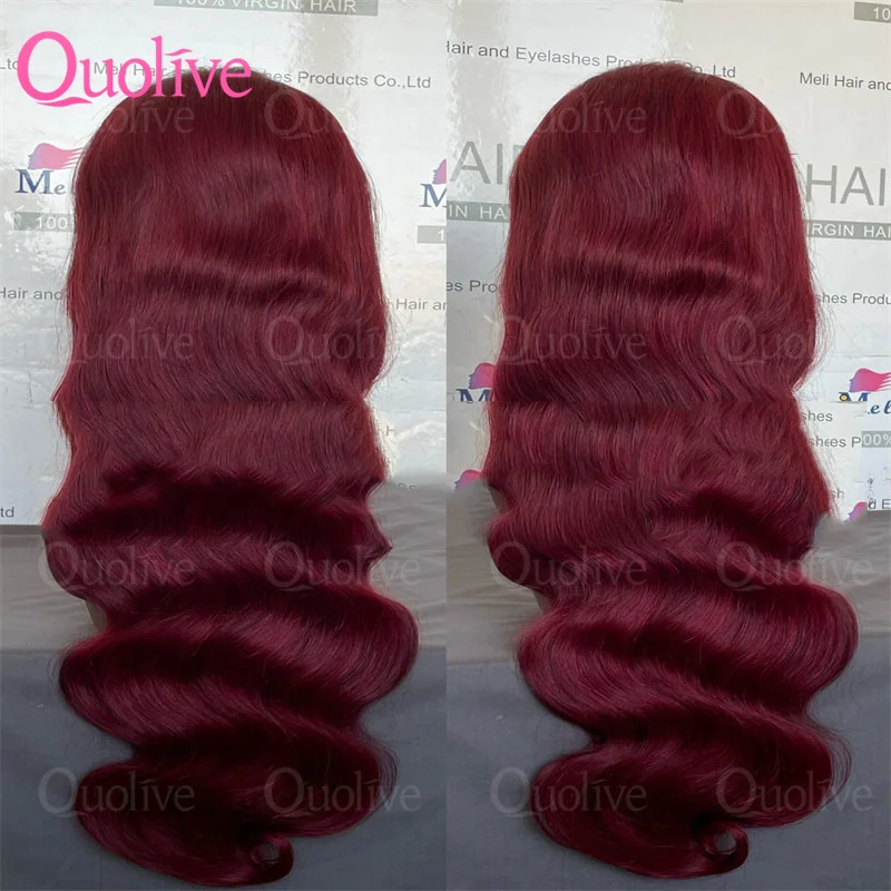 

99j Burgundy 13x6 Lace Front Human Hair 200 Density Body Wave 13x4 30 36 Inch Red Colored Lace Frontal Wigs Brazilian For Women