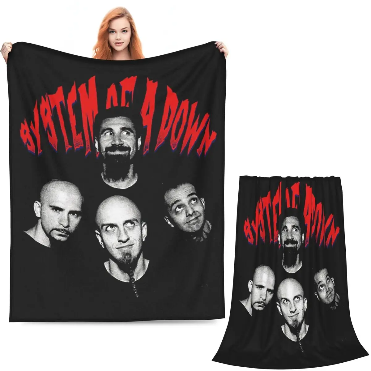 System Of A Down Band (2) Blanket Soft Warm Flannel Throw Blanket Cover for Bed Living room Picnic Travel Home Couch