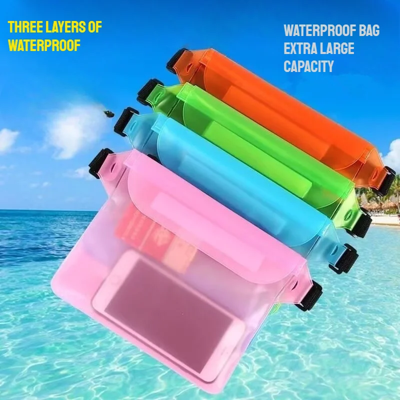 Outdoor Waterproof Large-capacity Mobile Phone Dry Bag Floating Swimming Three-layer Sealed Storage Waist Bag Portable Travel