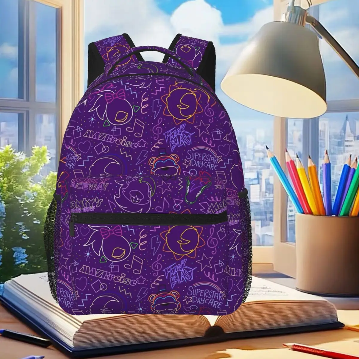 

Glamrock Arcade Carpet Backpack Student Boys Girls BookBag Children School Bag Computer Shoulder Bags for Men Women