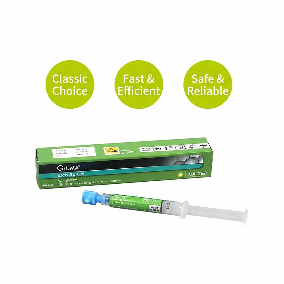 

Гель для кислотной обработки Kulzer Gluma Dental, 35% фосфорная кислота, 2,5 мл, шприц с насадками для реставрации композитной смолой, обработки эмали