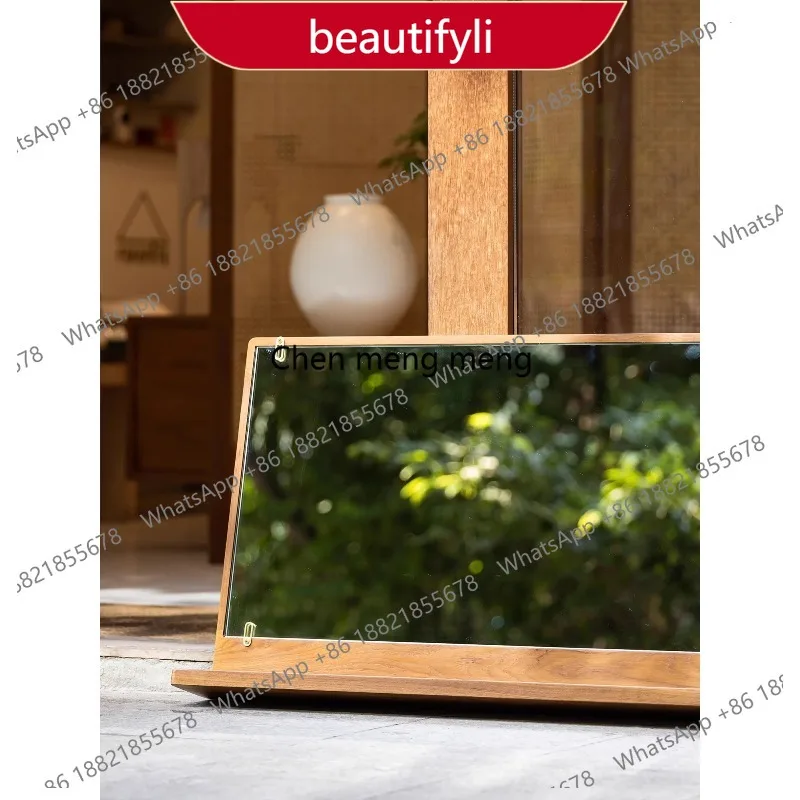 01A Simplicity Creativity Wall-mounted Hanging Mirror Solid Wood Design Bathroom Decorative Rack Water Cup Cosmetics Hanging Mir