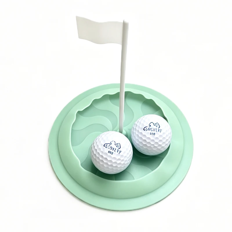 Golf Practice Hole Putting Cup All Direction Soft Rubber with White Target Flag Golf Hole Cup Blue Green and Red Training Aids