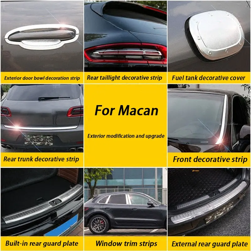

For Porsche Macan 2014-2018 Car Exterior Modification Door Handler Bowl Fog Light Decorative Trim Sticker Rear View Mirror Cover