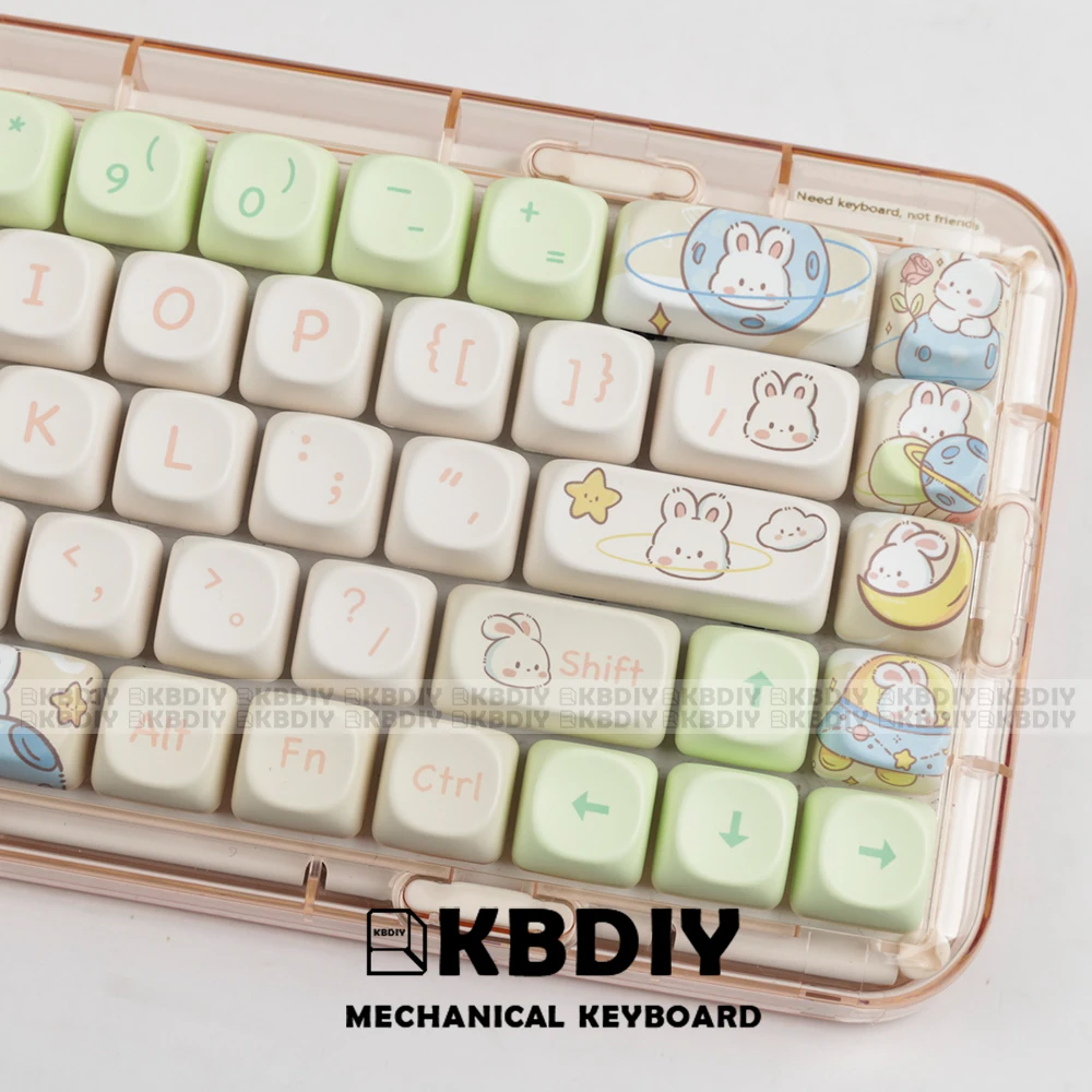 KBDiy MOA Profile PBT Keycap Anime Cute Rabbit Theme 143Key/Set MAC Keycaps Custom for Mechanical Keyboard Gaming Accessories