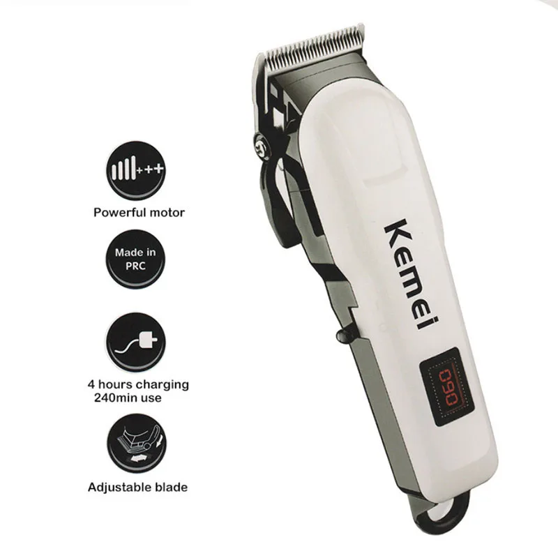 Rechargeable Electric Hair Clippers ABS Powerful Motor LCD Wireless Electric Shaver with Carbon Steel Cutter Head