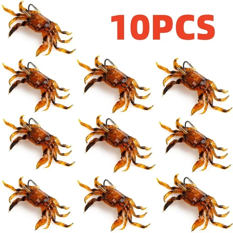 ALASICKA 5-10pcs 8/10CM Crab Lure 3D Simulation Crab Bait Artificial Bait Soft Bait Bass Wrasse Cod Sea Fishing Hook Tackle Tool