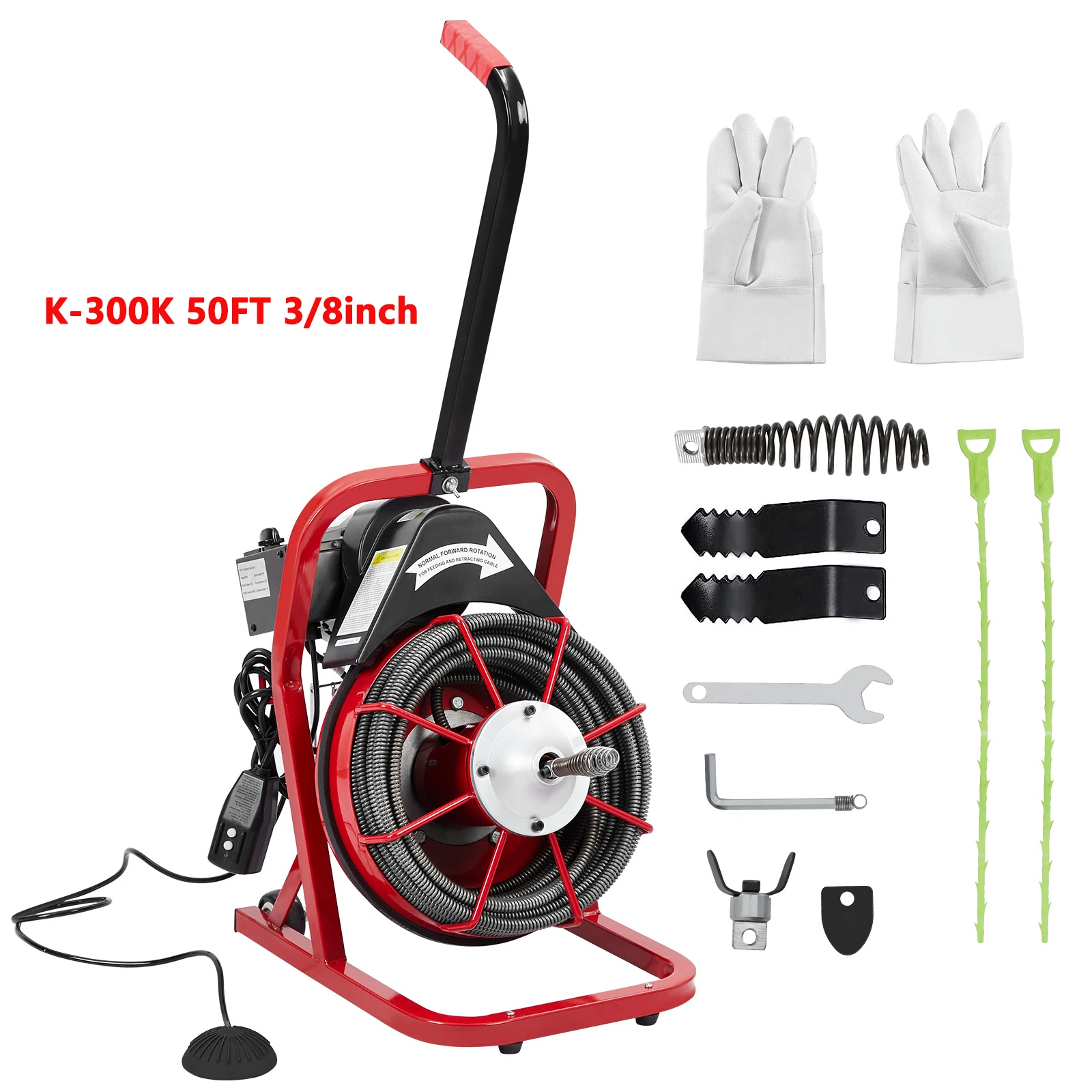 

50-100ft Drain Cleaner Machine, Professional Electric Drain Auger for 1 to 4 Inch Pipes, Portable Electric Drain Snake & Foot Sw