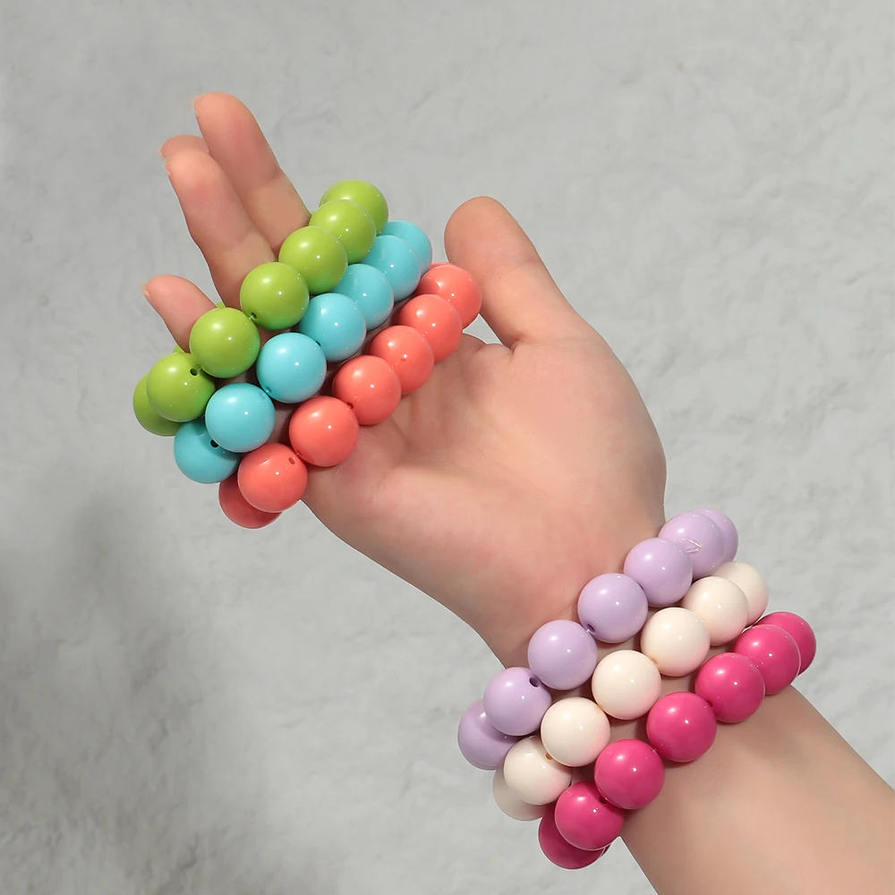 Bohemian Trend Acrylic Colorful Round Beads Women's Hand Bracelets Boho Resin Stackable Bead Stretchy Bracelet 2025 Jewelry Gift
