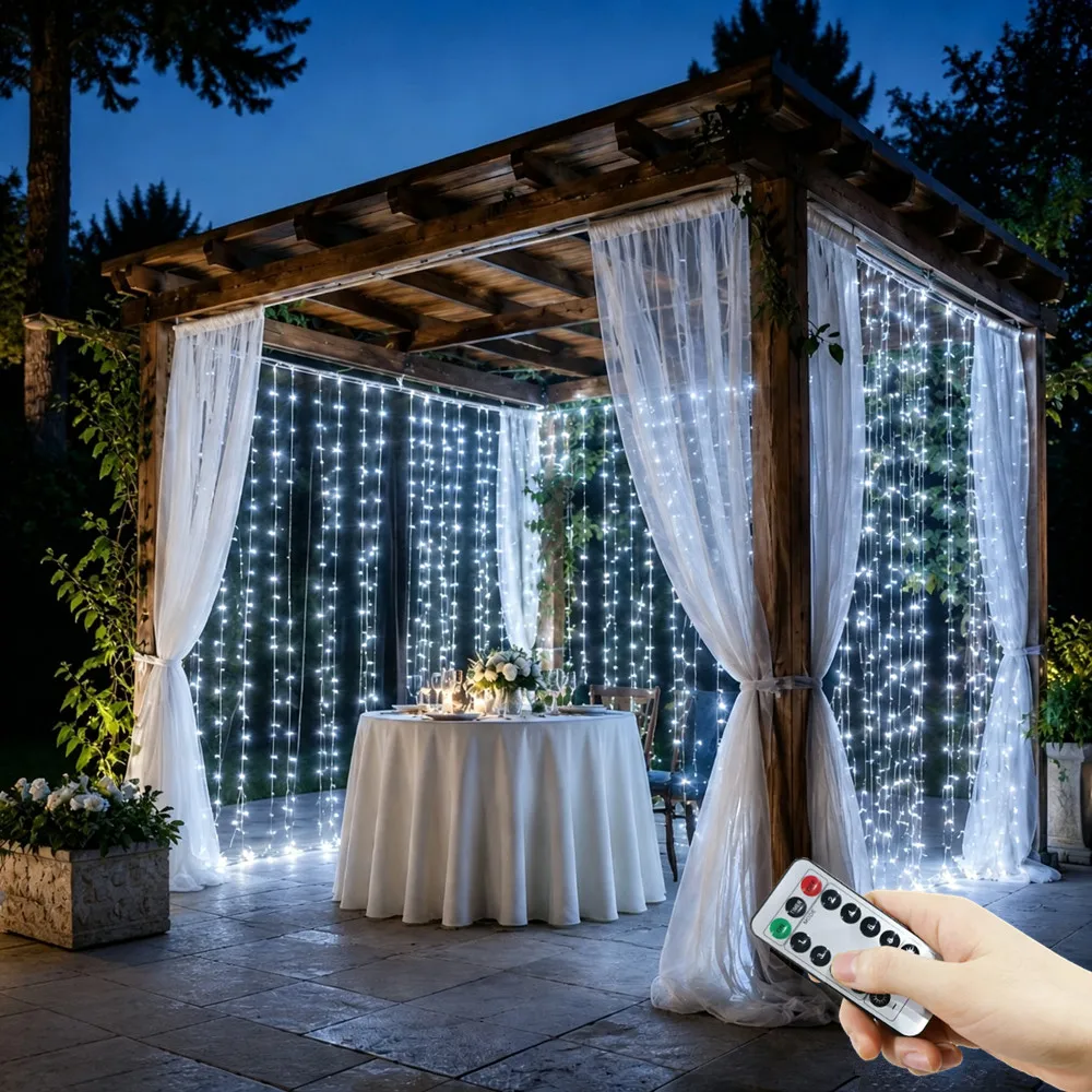 USB Plug 8 Modes Holiday Bedroom Curtain LED Lights String Wedding Party Valentine's Day Christmas Lights Halloween Decoration