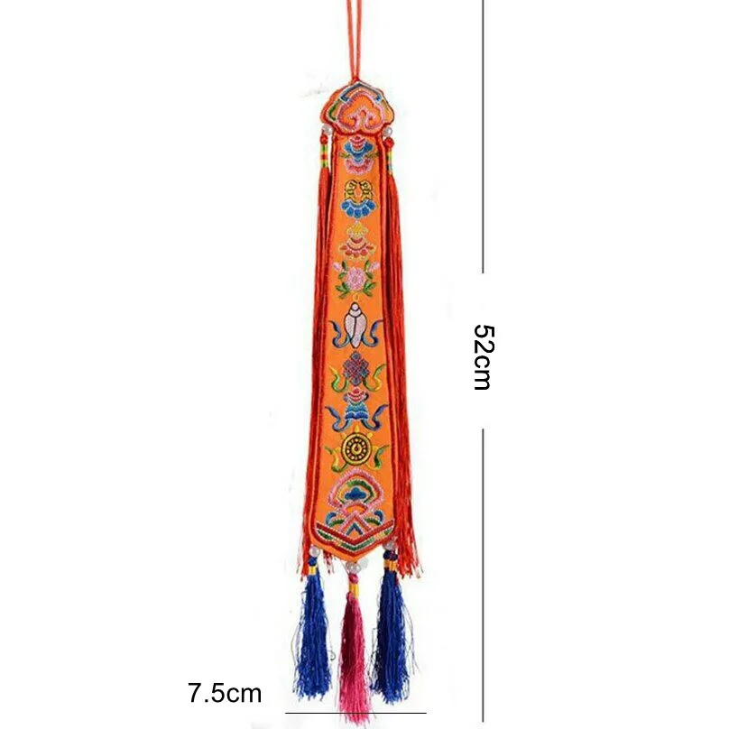 52cm Tibetan Buddhism Eight auspiciousTambourine banner wall Hang Prayer flags