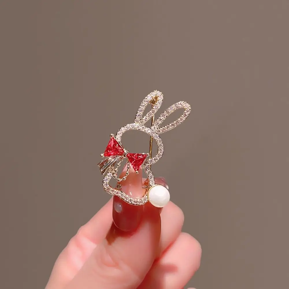 Lovely Trendy Simple Girl Gift Bow Alloy Rhinestone Rabbit Fashion Jewelry Women Brooch Clothing Accessory Korean Style Brooch